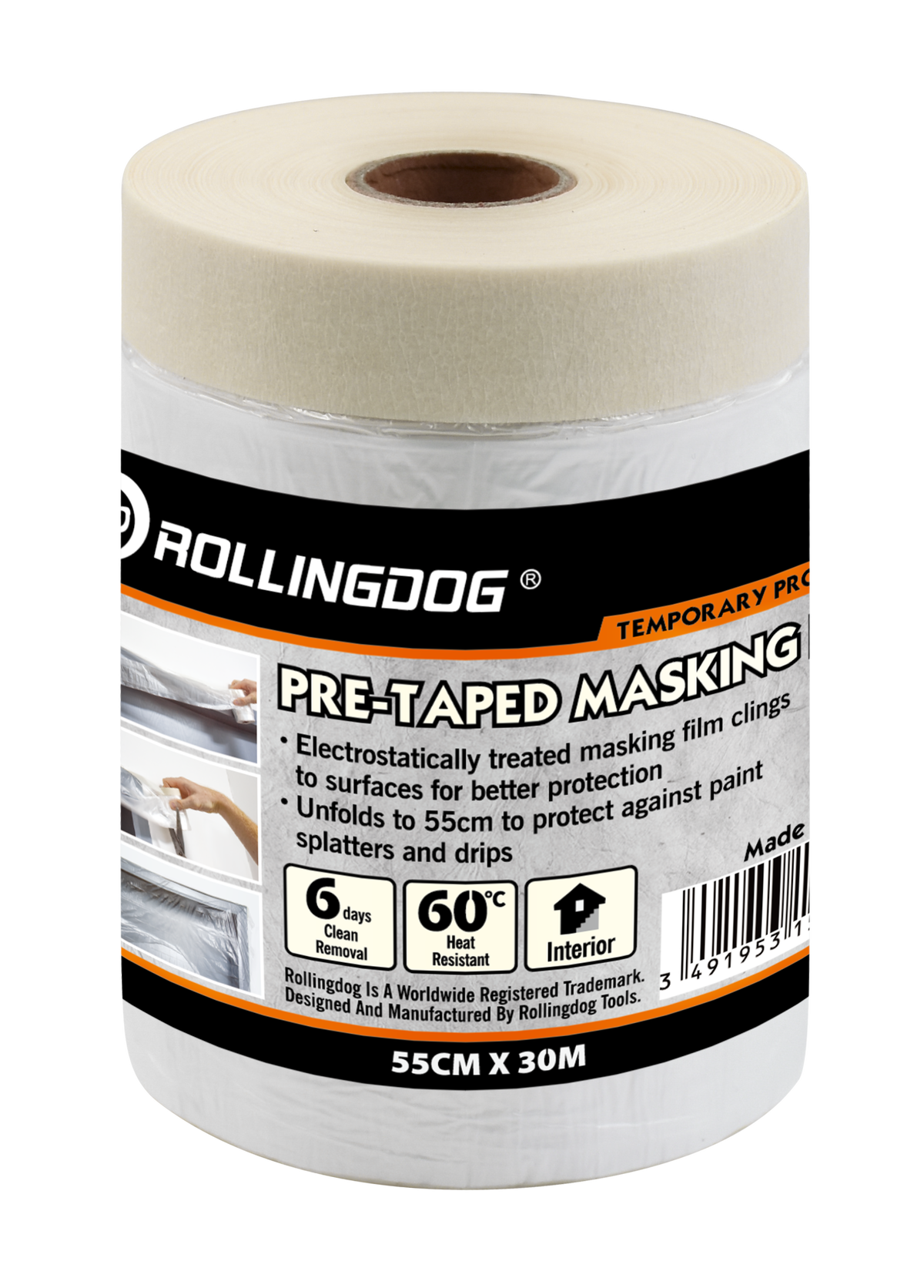 Rollingdog Masking Tape With Drop Cloth 30mx550mm