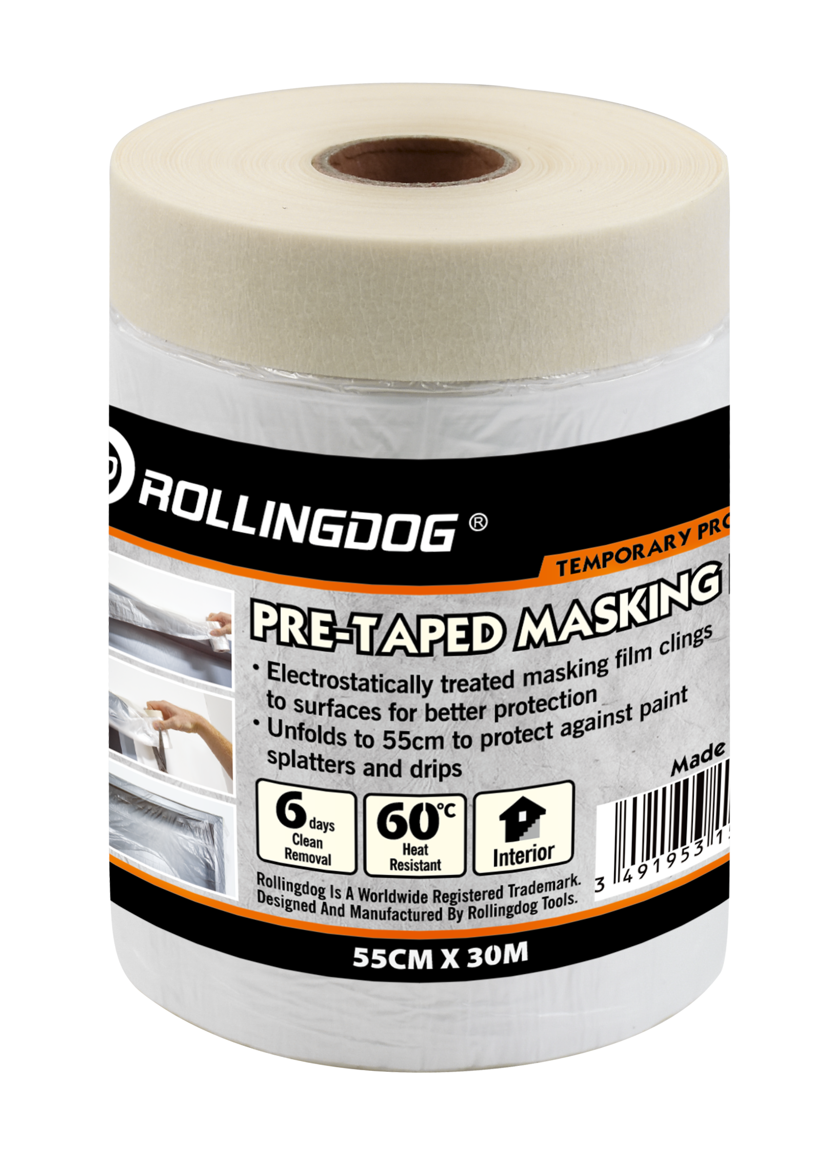 Rollingdog Masking Tape With Drop Cloth 30mx550mm