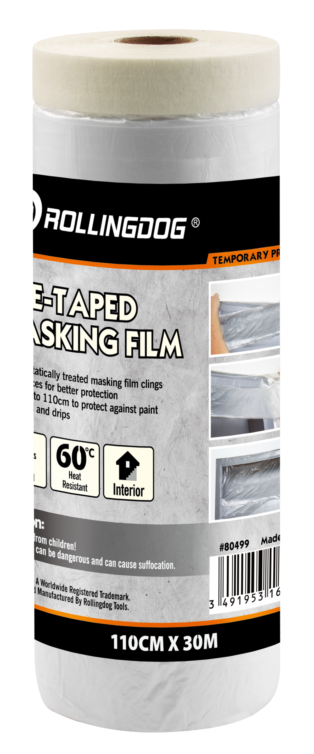 Rollingdog Masking Tape With Drop Cloth 30mx1100mm