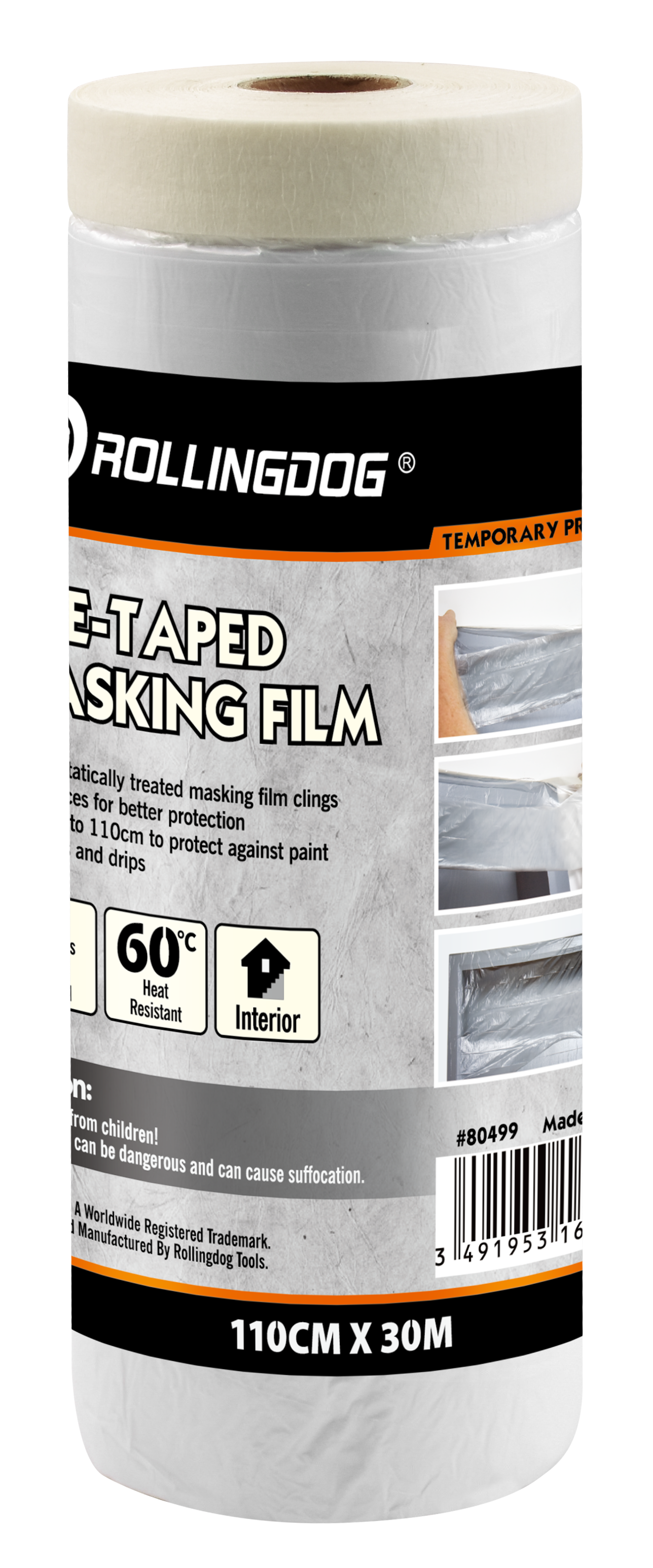 Rollingdog Masking Tape With Drop Cloth 30mx1100mm