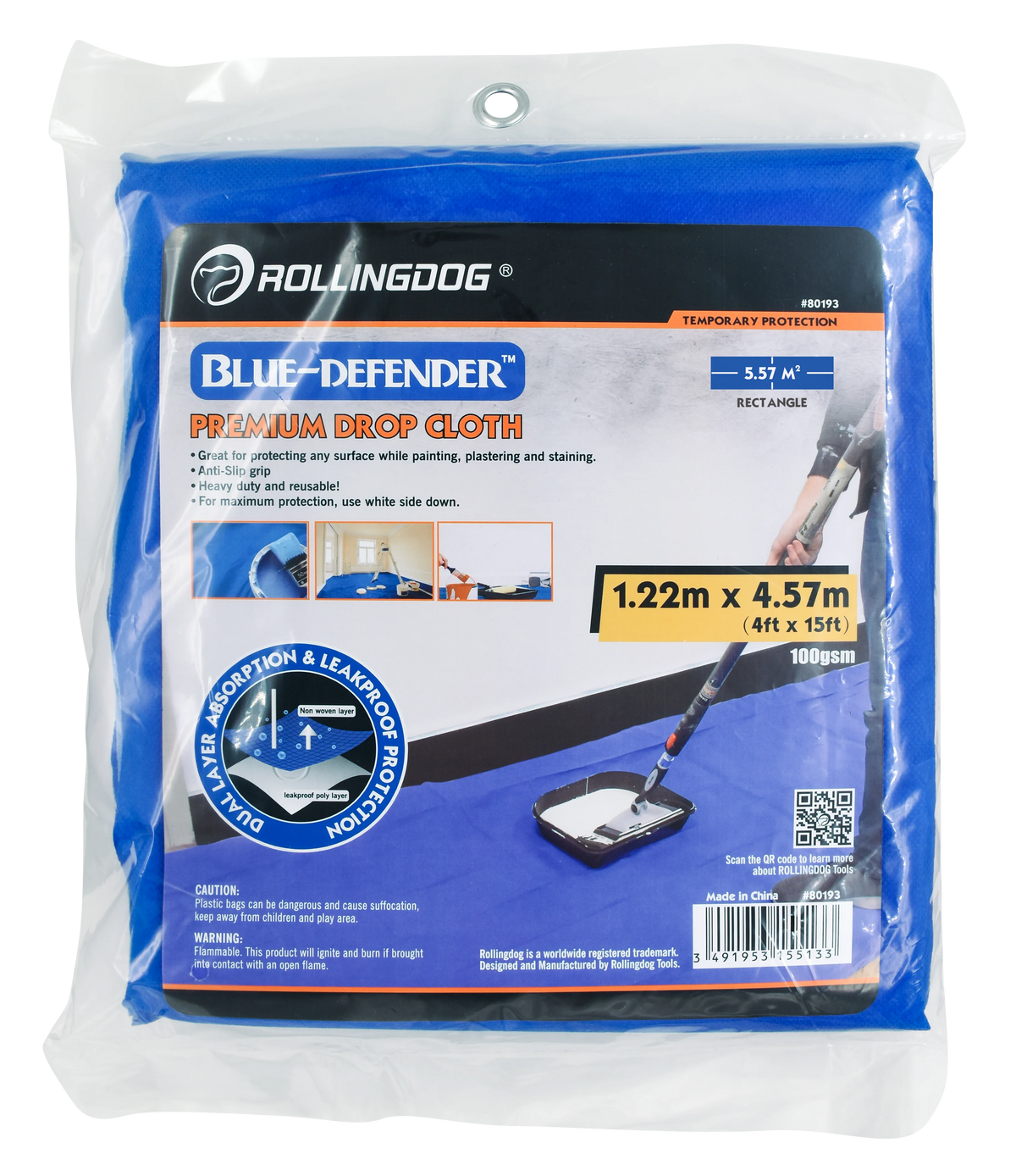 Rollingdog Drop Cloth HD Blue 1.2m x 4.5m -