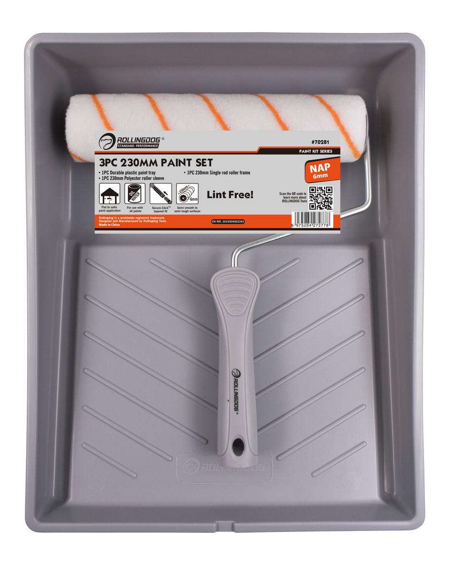 Rollingdog Paint Roller Set Smooth 230mm 3pc -