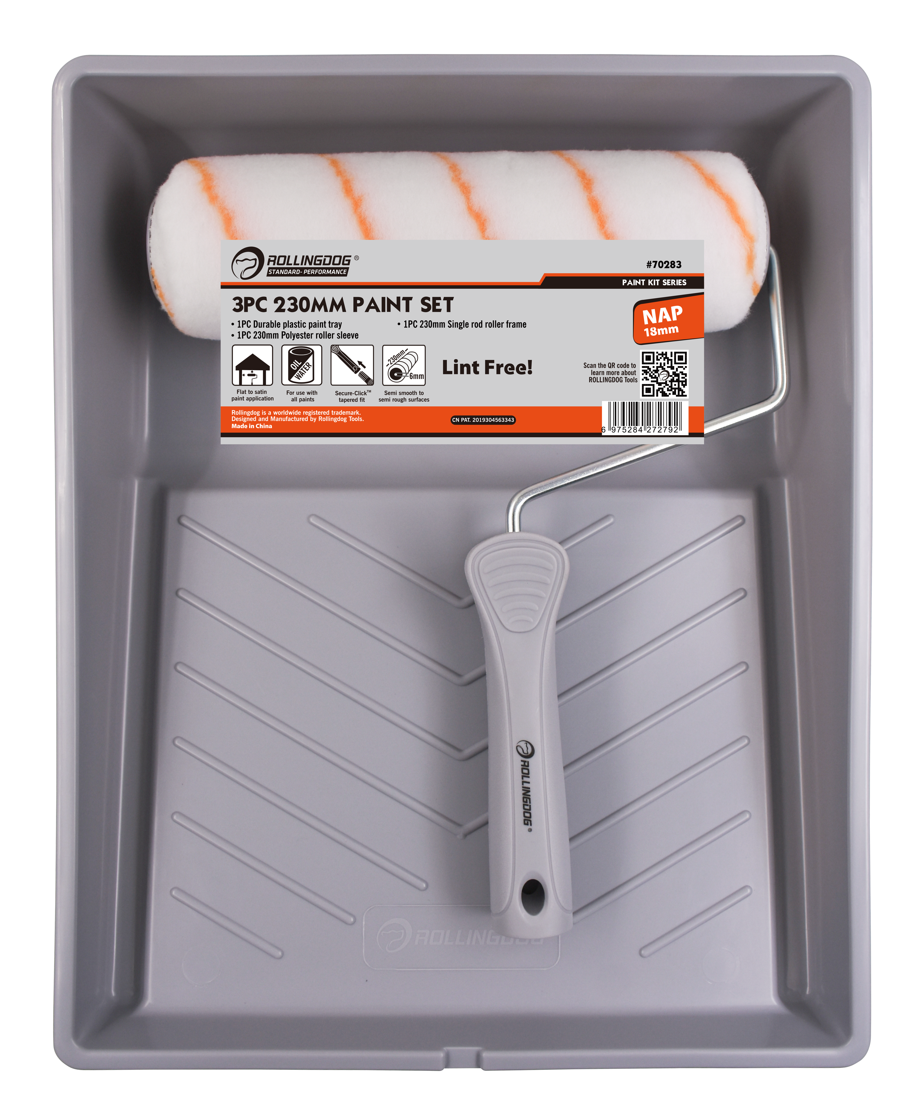 Rollingdog Paint Roller Set Semi to Rough 230mm 3pc -