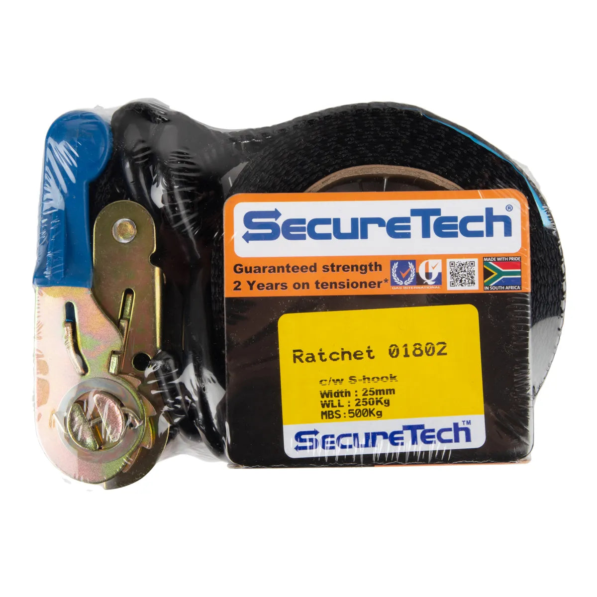 Securetech Strap Assy Ratchet 4mx25mm 500kg + Hook -
