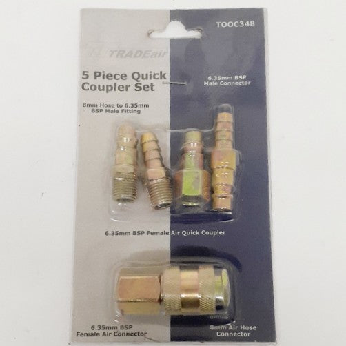 Air Hose Quick Coupler Set 5pc 3/8" 8mm -