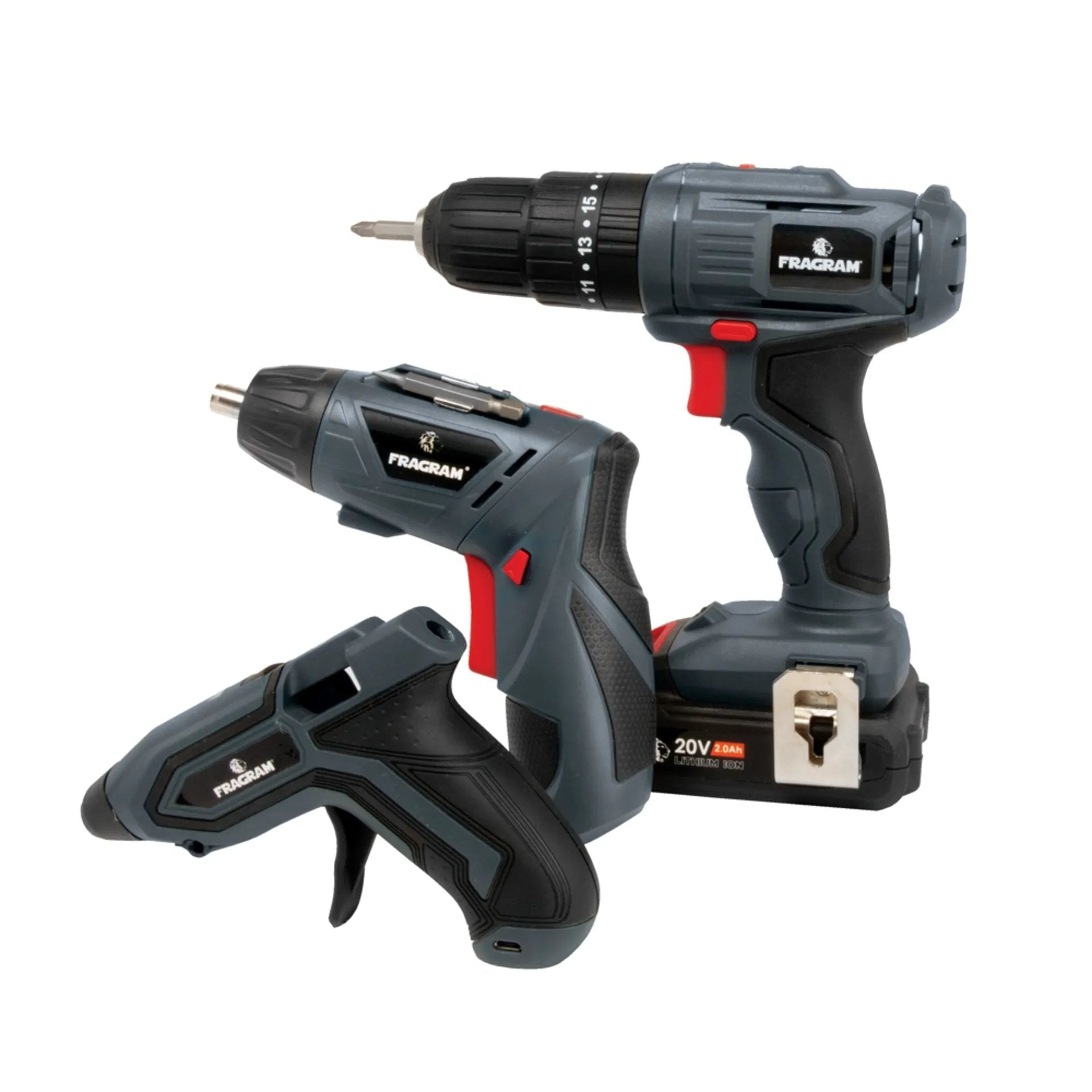 Kit Cordless 3pce-Impact Drill+Screwdriver+Glue Gun -