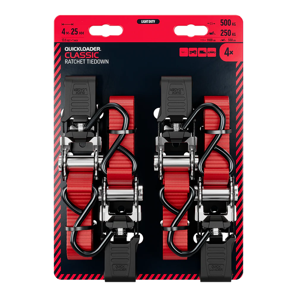 Quickloader Classic Tie-Down Strap 500kg 4mx25mm 4pc -