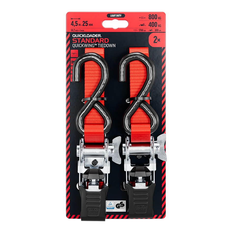 Quickloader Standard Tie-Down Strap 800kg 4.5mx25mm 2pc -