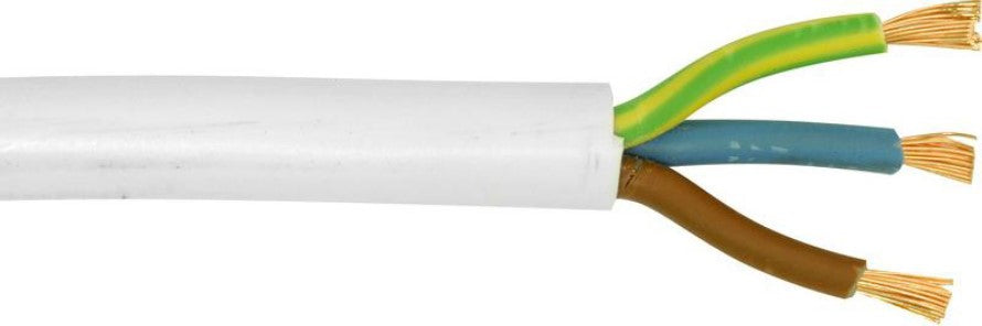 Cabtyre 3 core White Per Meter 1.0mm