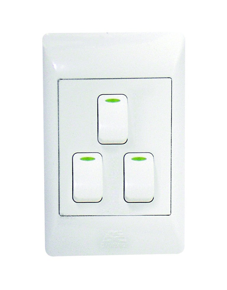 Switch 2x4 3 Lever 1 Way White -