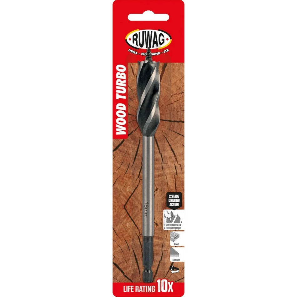 Ruwag Drill Bit Wood Turbo 10x400mm Carded 1'S