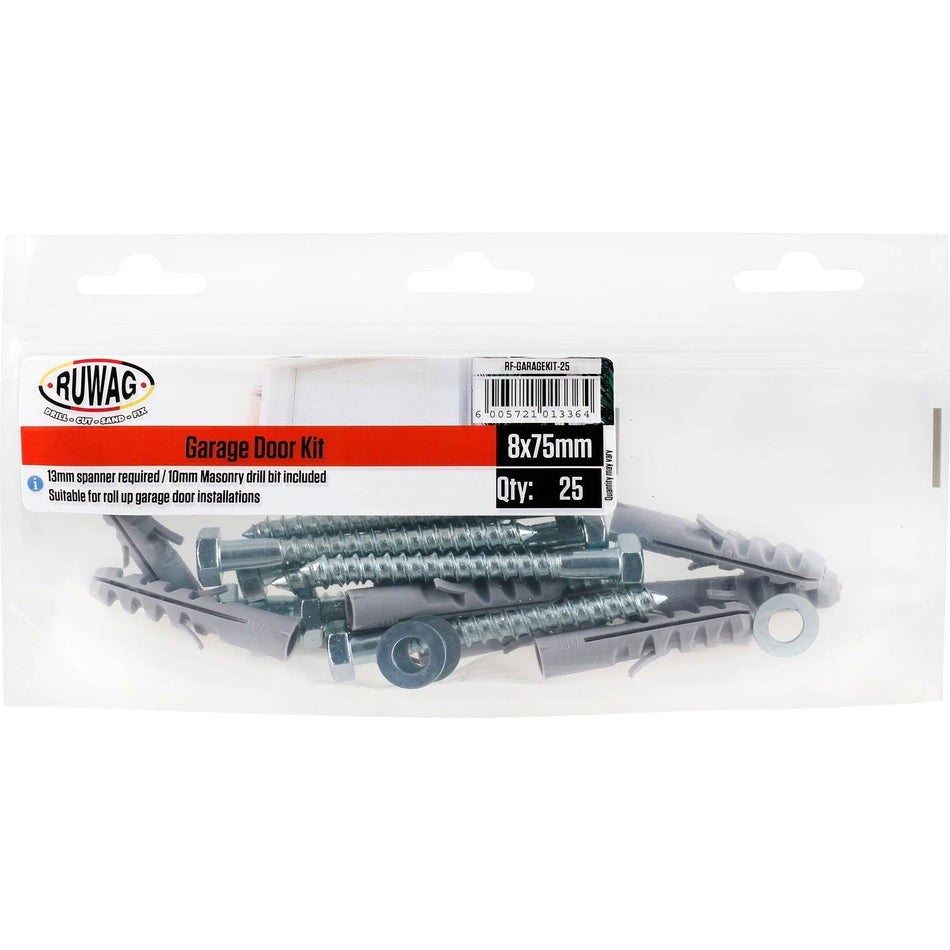 Ruwag Garage Door Kit 8x75mm 25pc