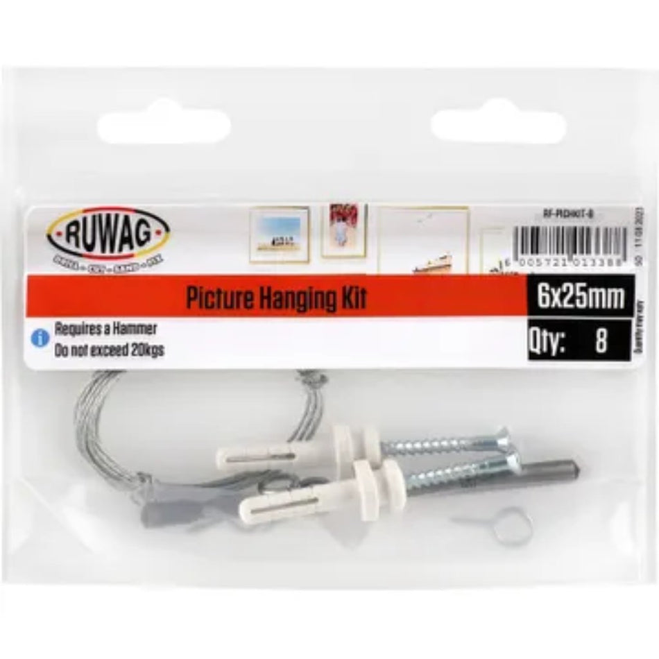 Ruwag Picture Hanging Kit 6x25mm 8pc