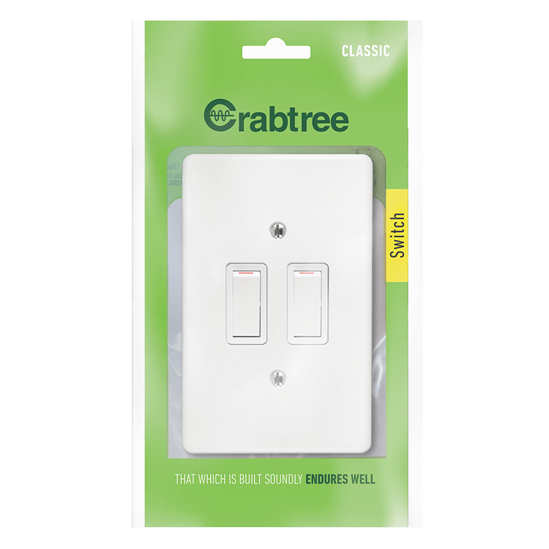 Crabtree Classic Switch&Coverplate 2 Lever 1 Way 50x100mm White -
