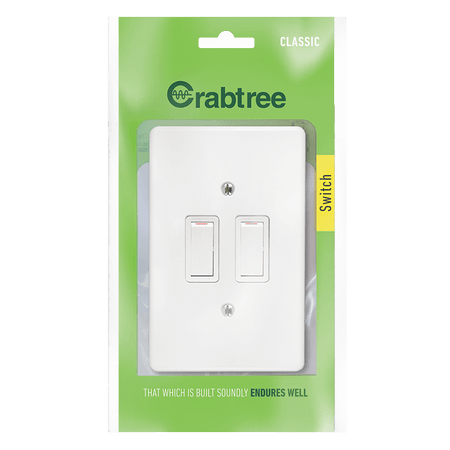 Crabtree Classic Switch&Coverplate 2 Lever 1 Way 50x100mm White -