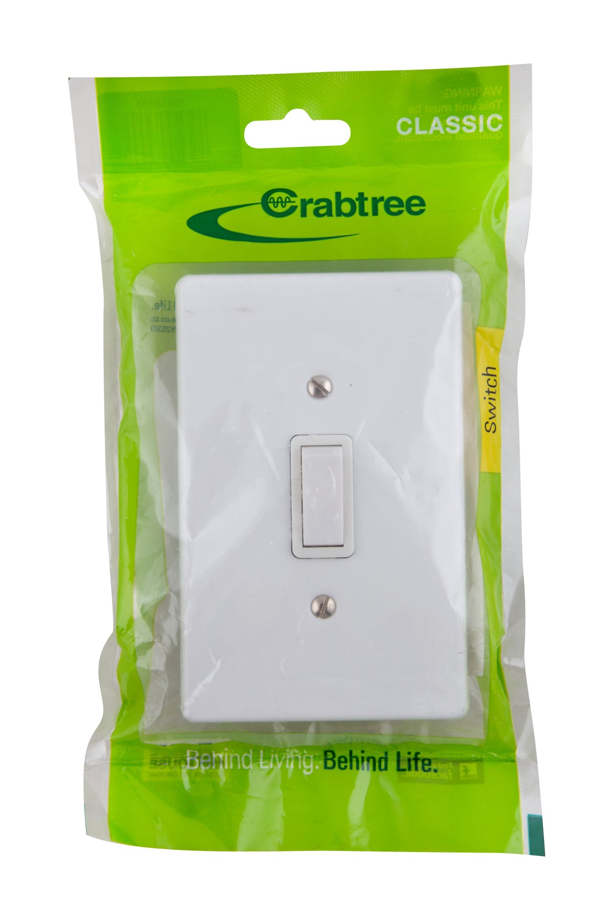 Crabtree Classic Switch&Plate 1 Lever 2 Way 50x100mm White -
