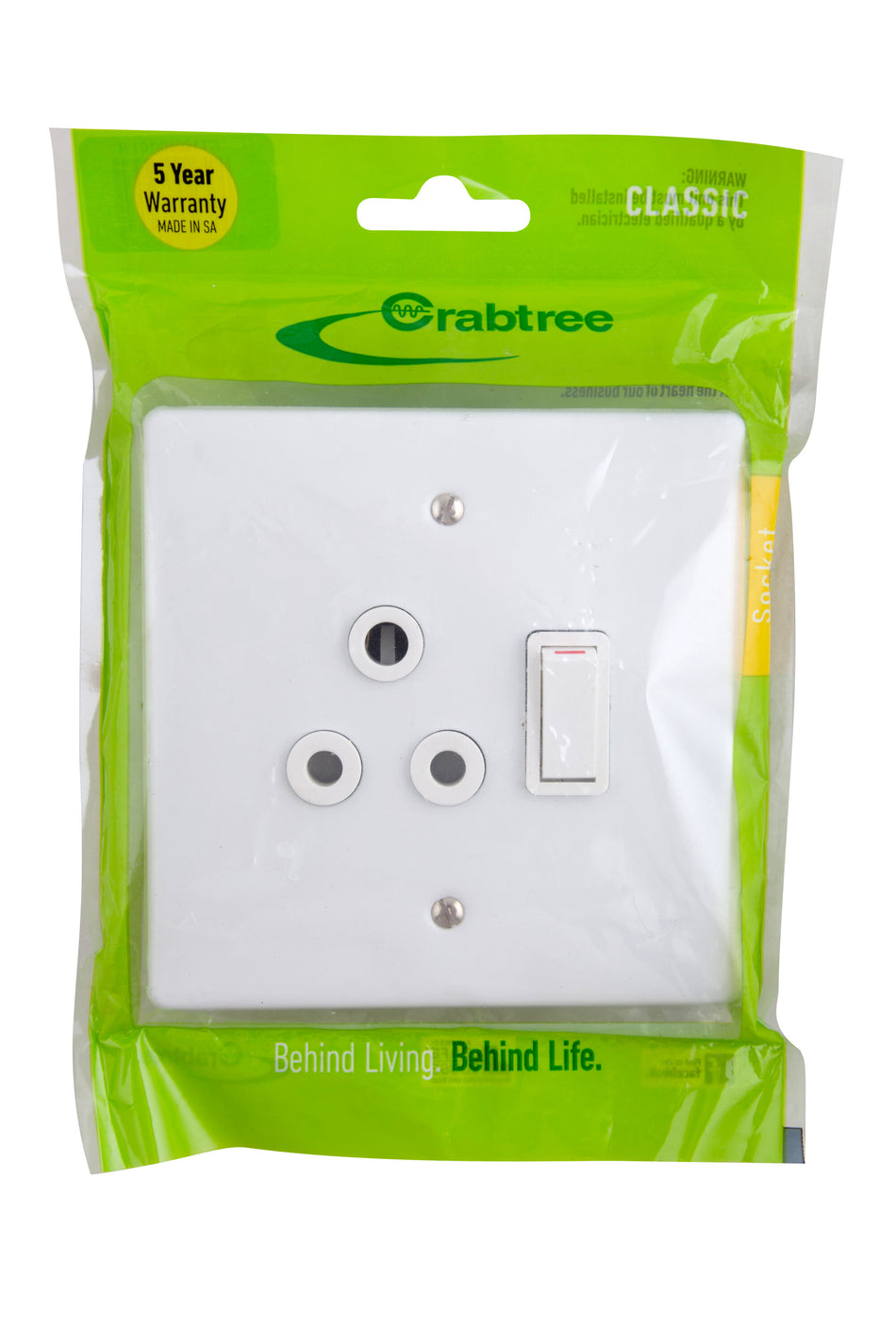 Crabtree Switch Socket & Plate Single 100x100mm White -