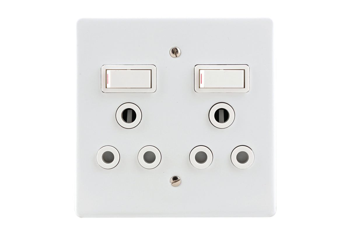 Crabtree Switch Socket & Plate Double 100x100mm White -