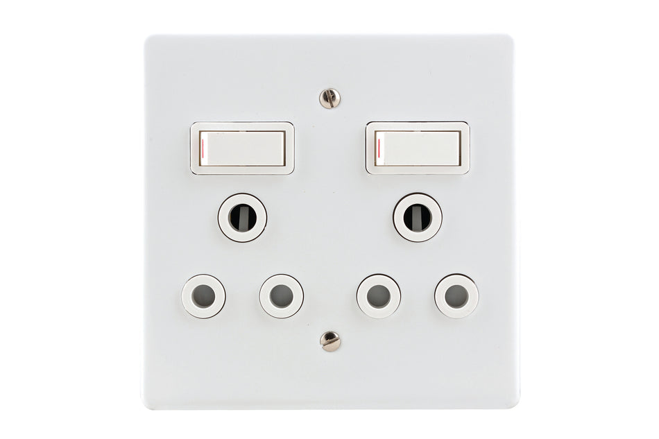 Crabtree Switch Socket & Plate Double 100x100mm White -