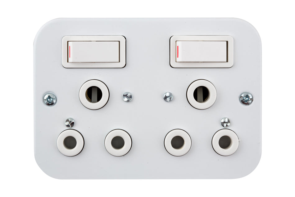 Crabtree Switch Socket Industrial Surface Duo 16A 50x100mm & Box -