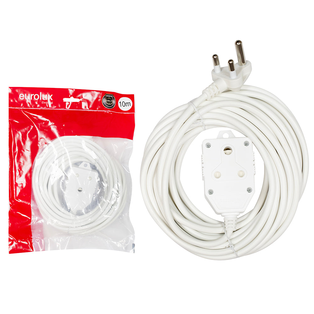 Eurolux Extension Lead 1.0mm 10 Meter White -