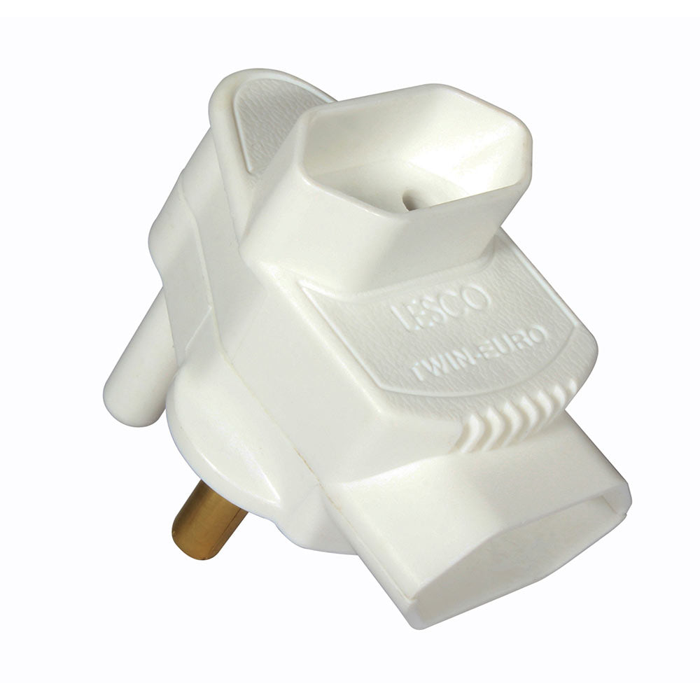 Eurolux Twin Euro Adaptor 2 x 5Amp Top And Botton Entry -