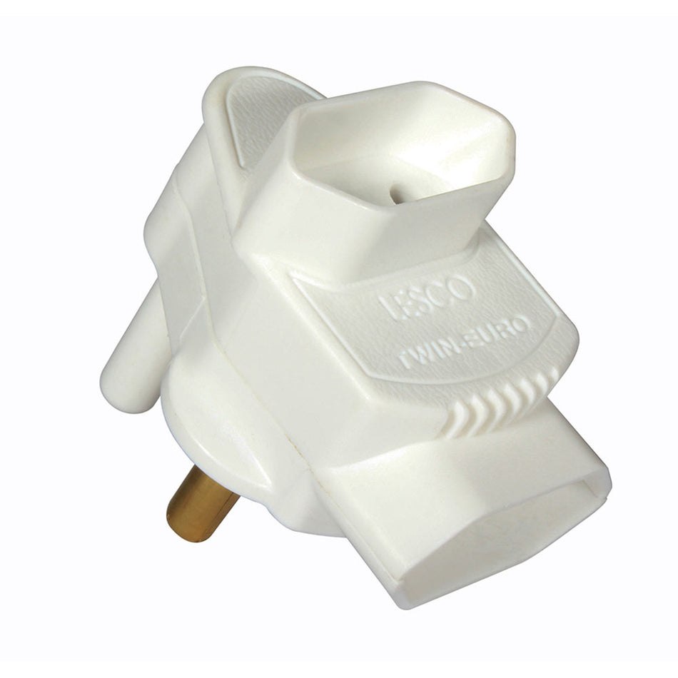 Eurolux Twin Euro Adaptor 2 x 5Amp Top And Botton Entry -