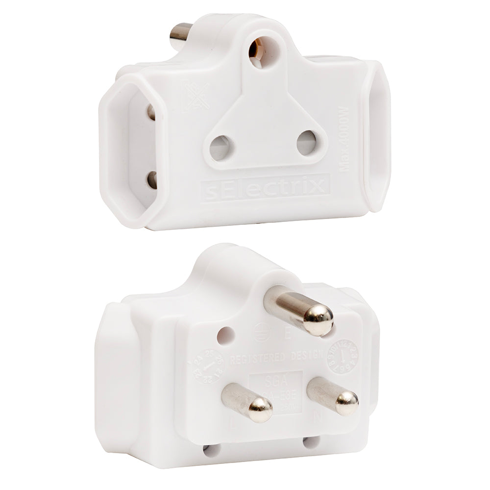 Eurolux Adaptor Socket 1 x 16A, 2 x 5Amp Side Entry -