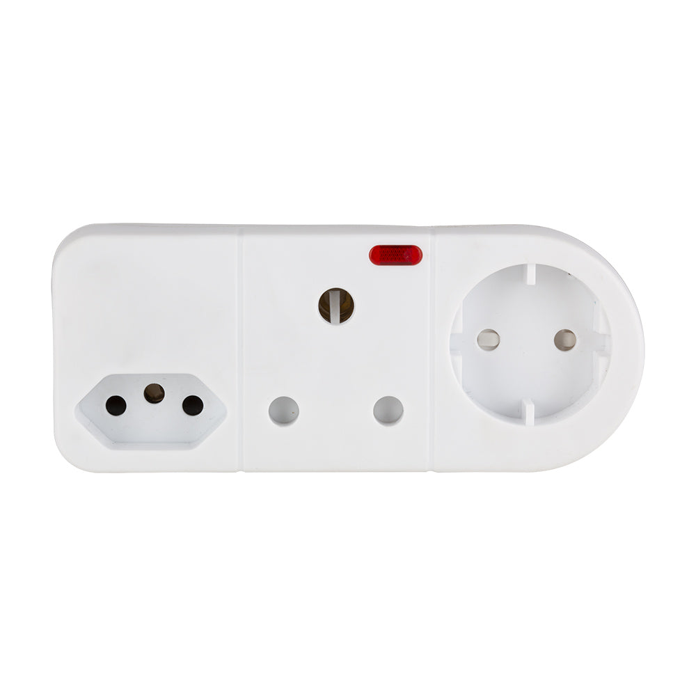 Eurolux Adaptor 1 x New Euro, 1 x 16A, 1 x Schuko -