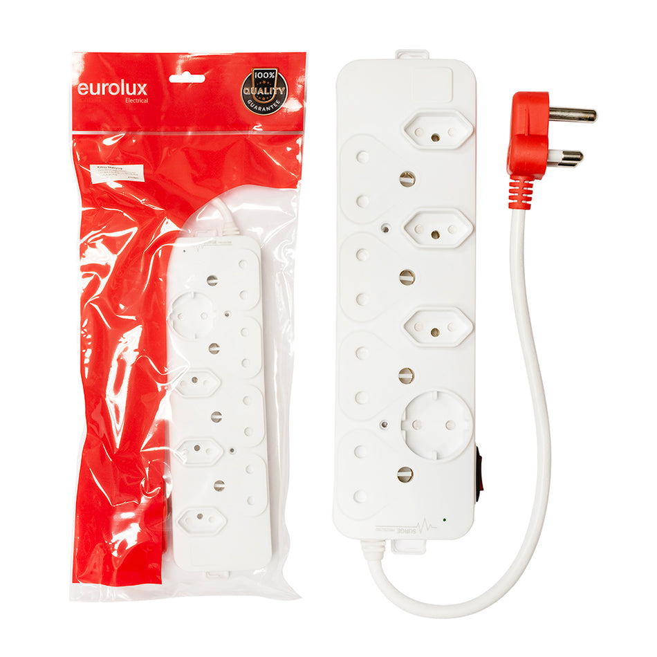 Eurolux Multi-Plug 8 Way 4 x 16A, 3 x 5A, 1 x Schuko Surge Protected -