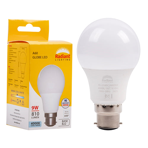 Radiant Lamp A60 LED 9w B22 4000K Cool White -