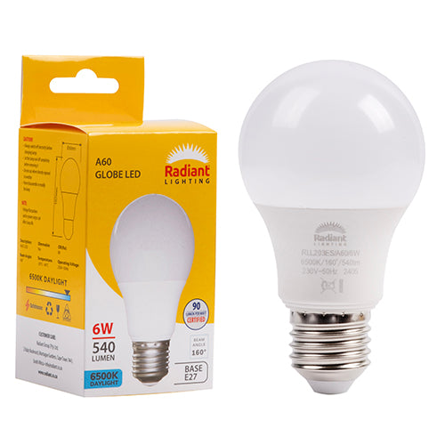 Radiant Lamp A60 LED 6w E27 6500K Daylight -