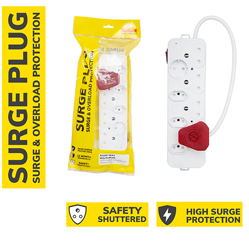 Radiant Multi-Plug 8 Way With Surge Overload Protection -