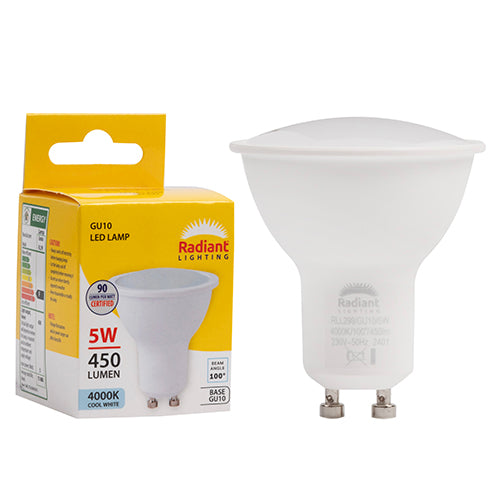 Radiant Lamp LED GU10 5w 4000K Frosted Lens Non Dimmable -