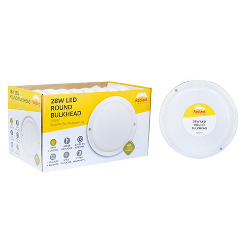 Radiant Round Bulkhead LED 28W 2500Lm 6500K White -