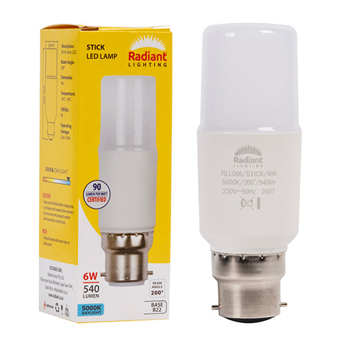 Radiant Stick Lamp Led Fristed T36 6w B22 5000K 540Lm Daylight -