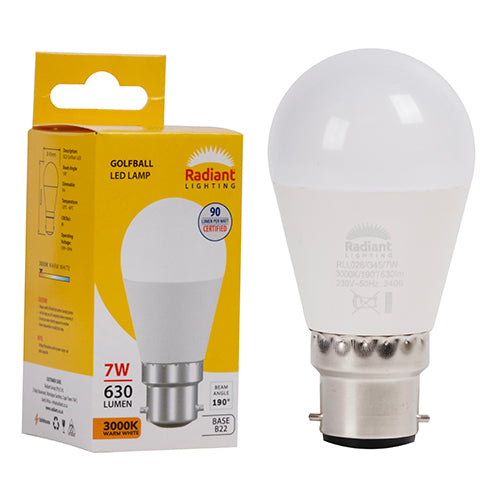 Radiant Lamp Glofball LED Frosted 7w B22 3000K 630Lm Warm White -
