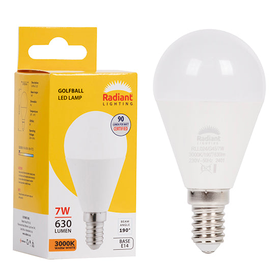 Radiant Lamp Glofball LED Frosted 7w E14 3000K 630Lm Warm White -