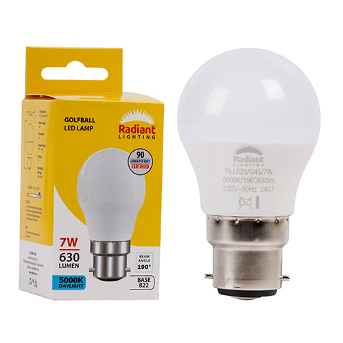 Radiant Lamp Glofball LED Frosted 7w B22 5000K 630Lm Daylight -