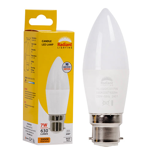 Radiant Lamp Candle Frosted LED 7w B22 3000K 630Lm Warm White -