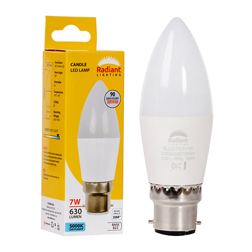 Radiant Lamp Candle Frosted LED 7w B22 5000K 630Lm Daylight -