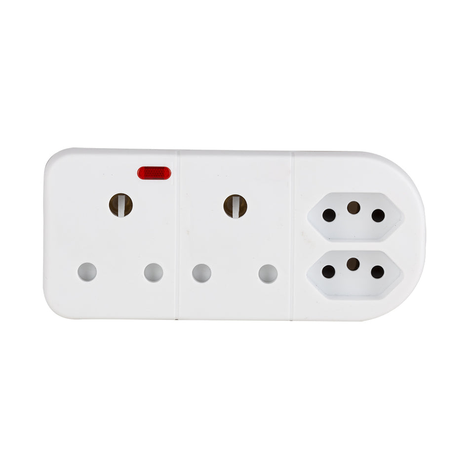 Eurolux Adaptor 2 x 16A, 2 x New Euro ZA With Indic Light -