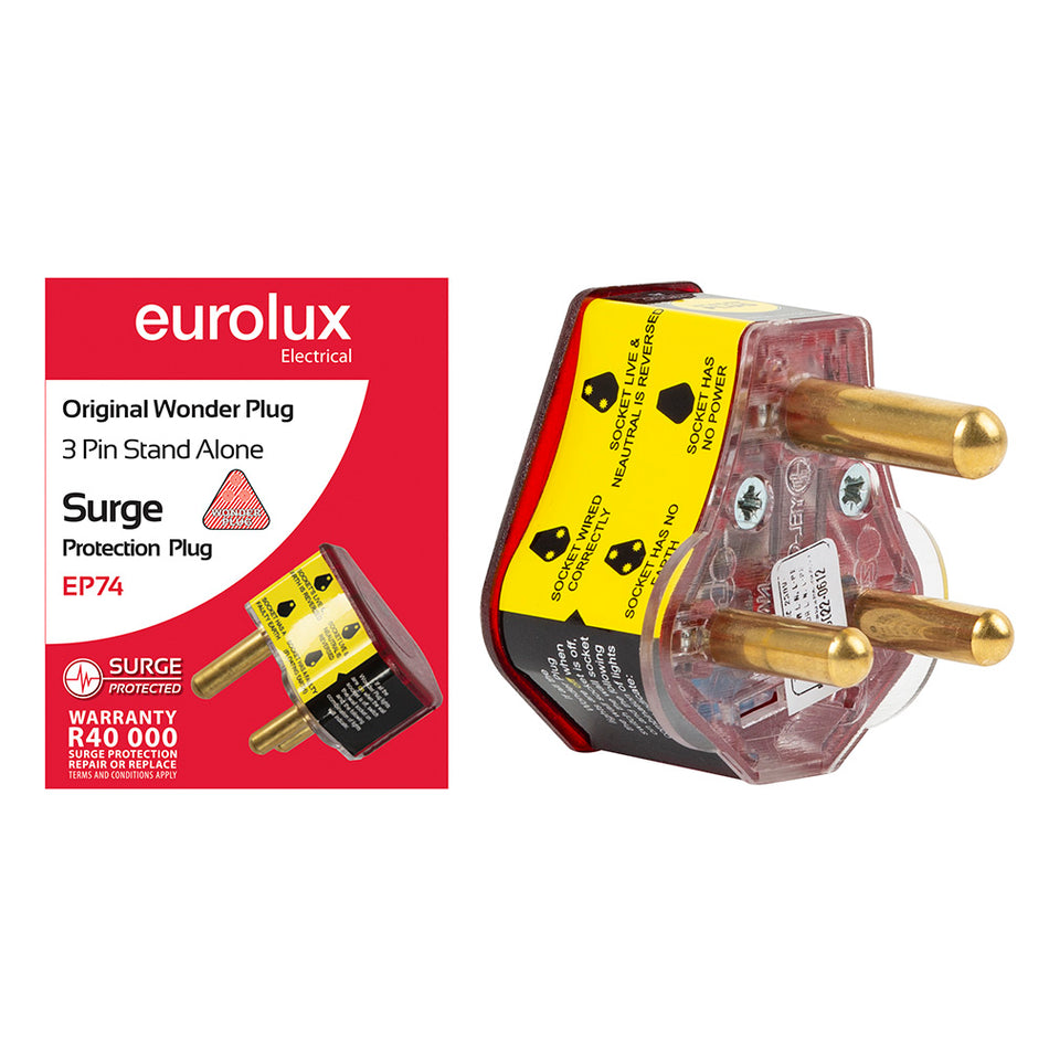 Eurolux Stand Alone 3 Pin Surge Protection Plug -