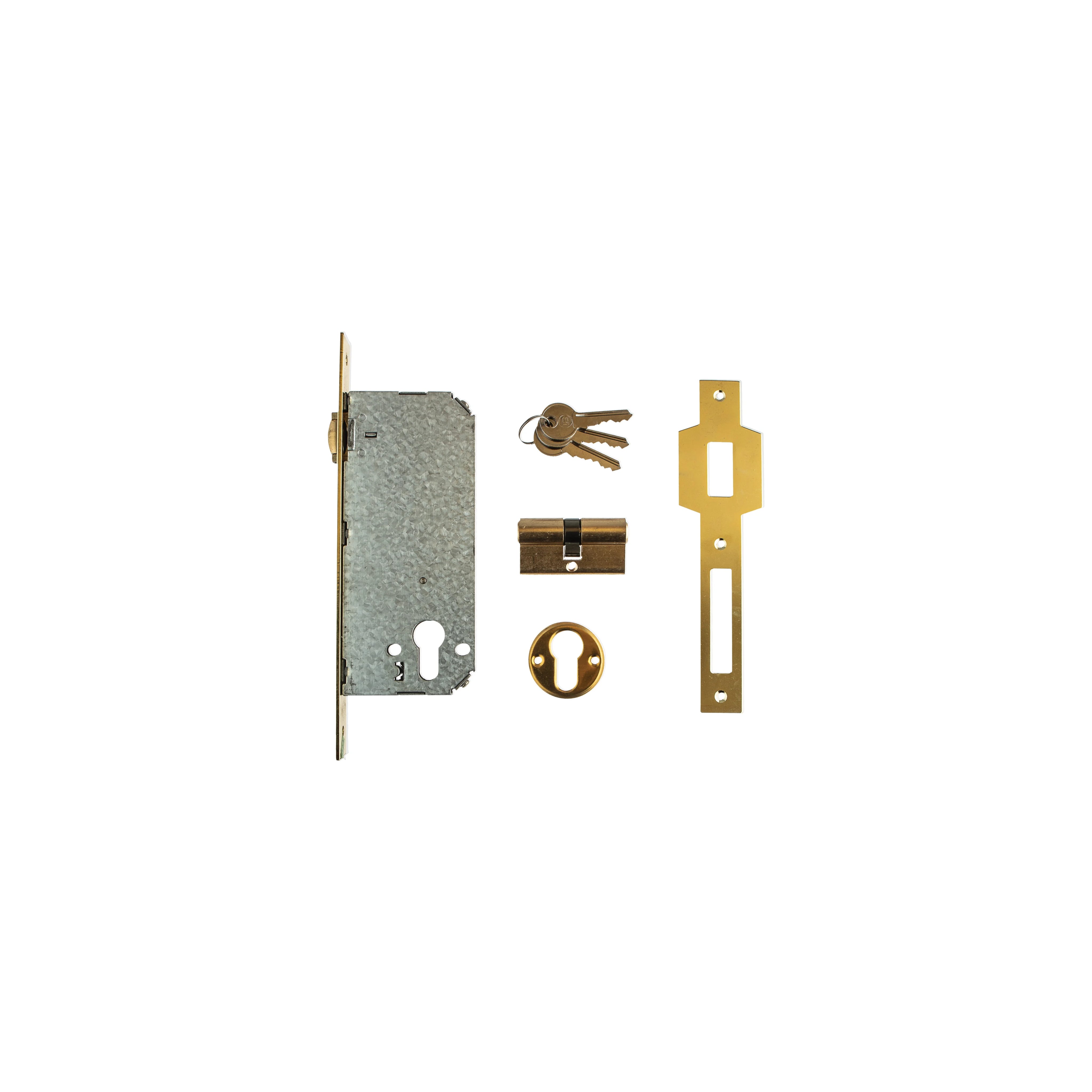 L&B Lockset Roller Bolt And Deadlock Brass Plated 50mm