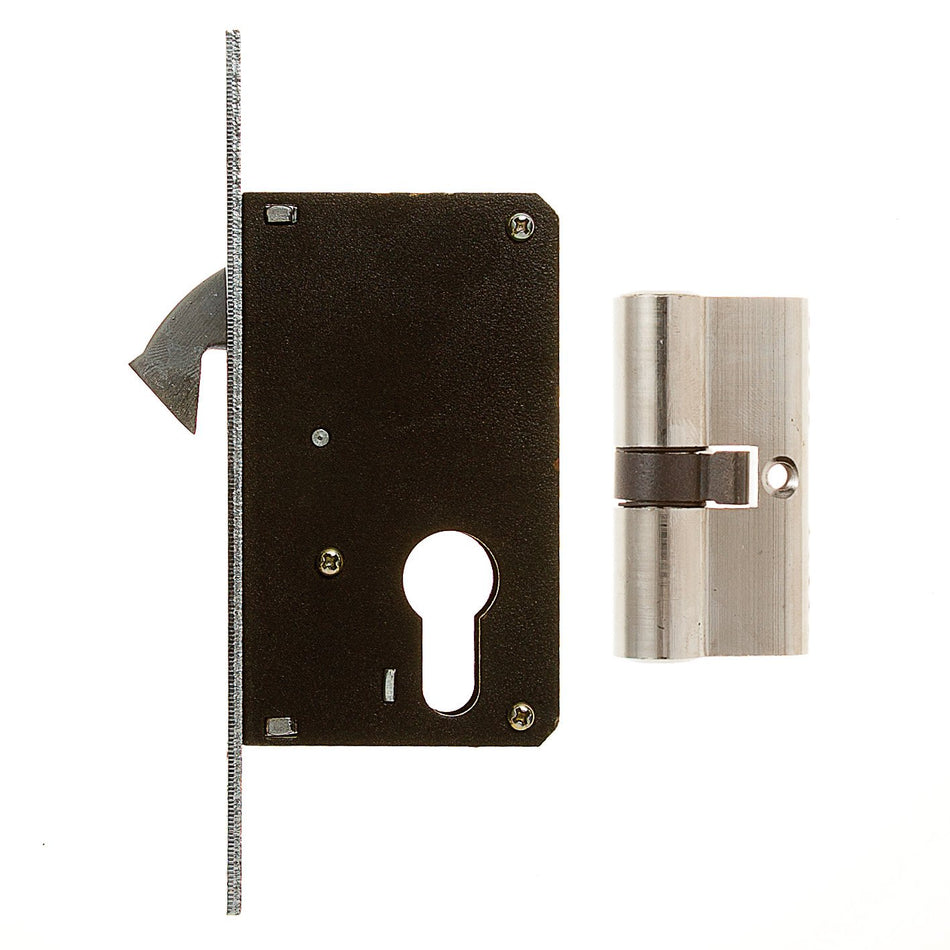 L&B Security Gate Sliding Door Lock Hook+Cylinder Chrome Plated 40mm