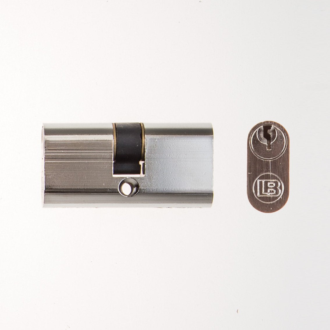 L&B Lock Cylinder Small Oval 54mm Nickle Plated