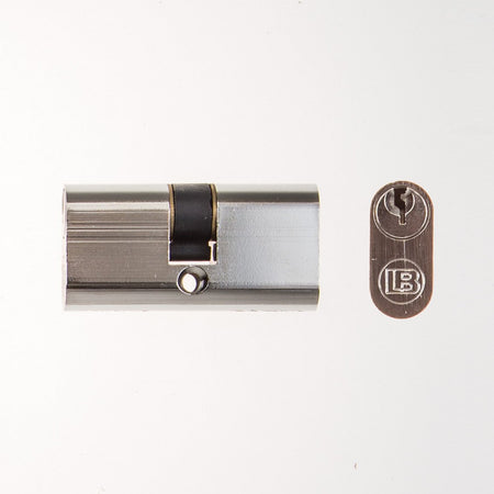 L&B Lock Cylinder Small Oval 54mm Nickle Plated