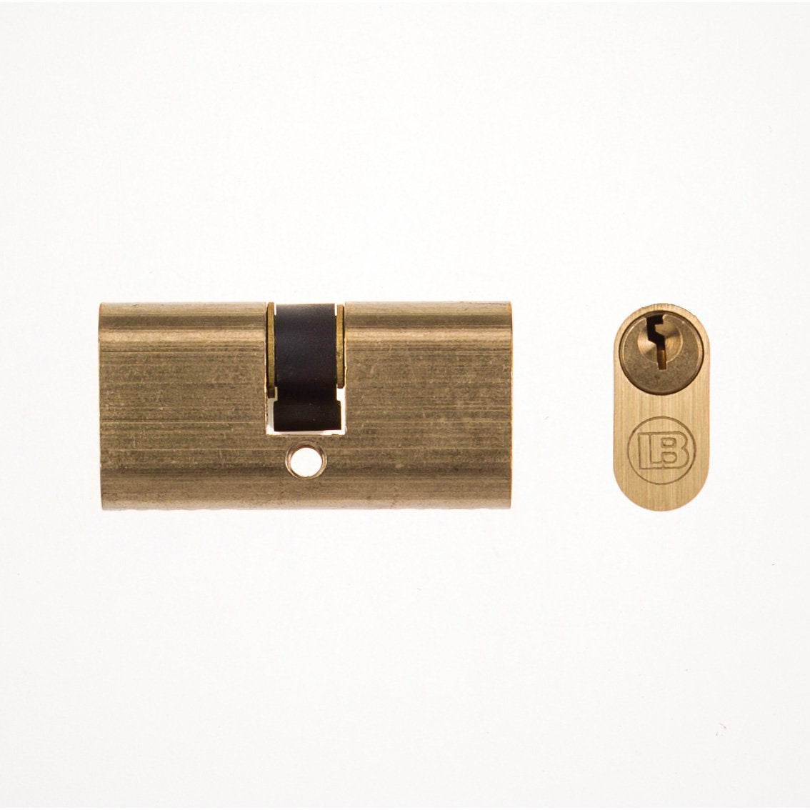 L&B Lock Cylinder Small Oval 54mm Brass Plated