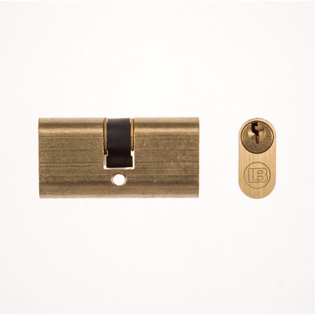 L&B Lock Cylinder Small Oval 54mm Brass Plated
