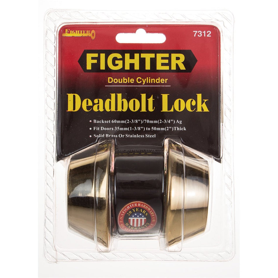 L&B Lock Fighter Deadbolt Brass Plated